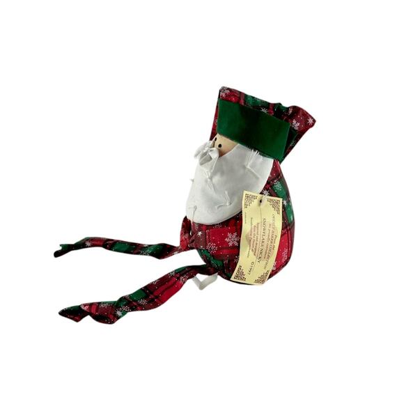 Vintage Snowflake Nicky Fabric Weighted Santa Claus Shelf Sitter Holiday Decor - Picture 5 of 7